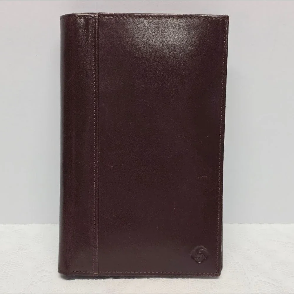 Vintage Samsonite Genuine Brown Leather Wallet Travel Organizer Business Casual
